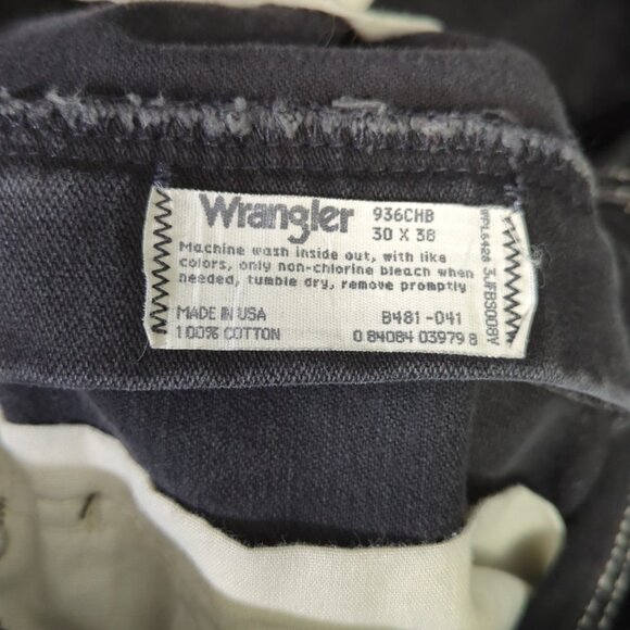 Wrangler VTG Jeans Men's 30x38 Fits 28x37 Black 936CHB Cowboy Cut Slim USA Made - Picture 9 of 10